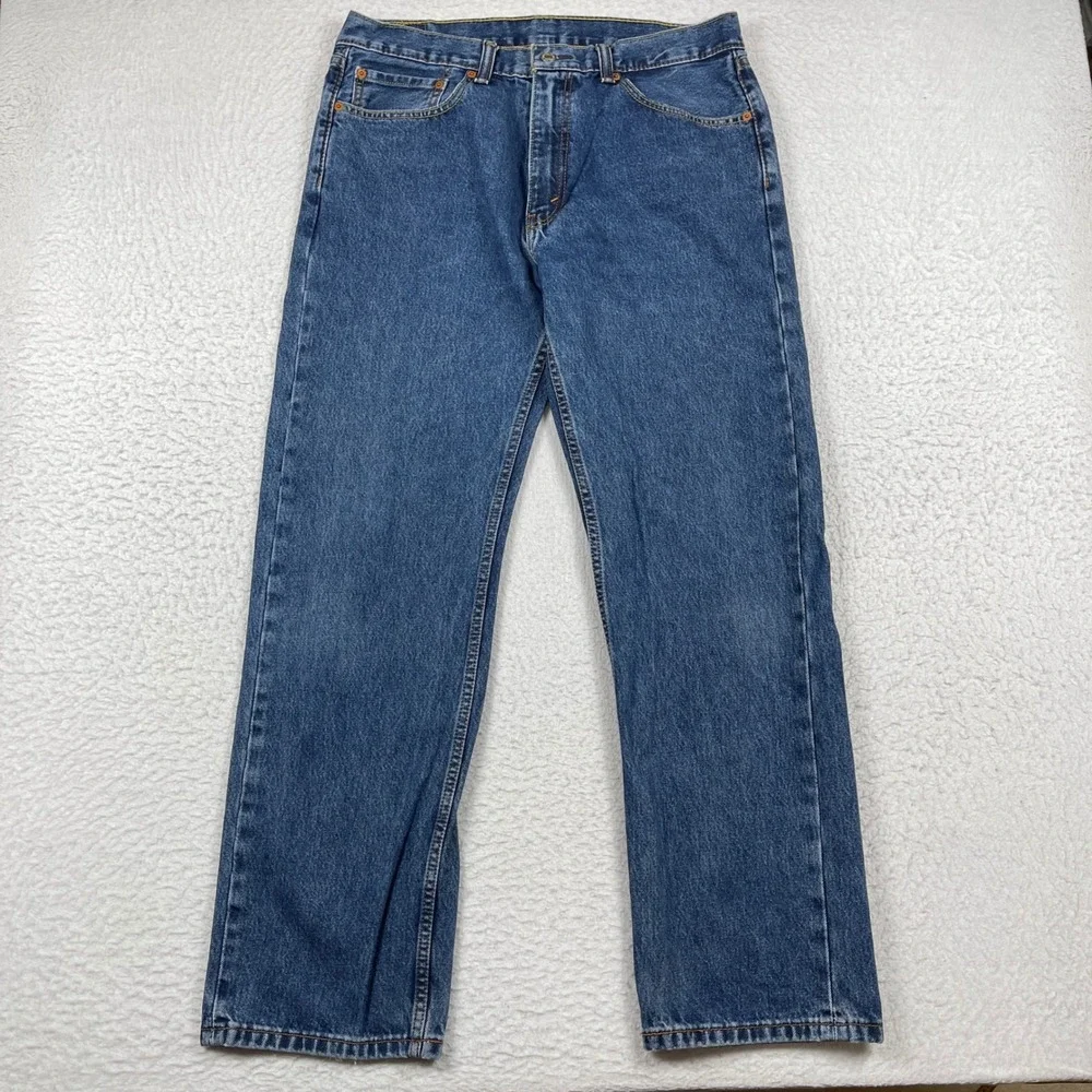 Levis 505 Regular Fit Jeans Mens 36x32 (Fit 34x30) Blue Straight Leg Denim